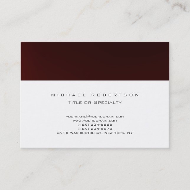 Modern White Browny Red Chubby Business Card Visitenkarte (Vorderseite)