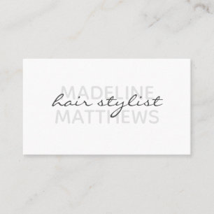 Modern White Chic Hair Stylist Script Name Stilvol Visitenkarte