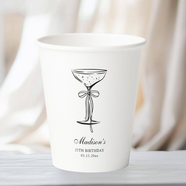Modern White Coquette Champagne Pappbecher (Von Creator hochgeladen)