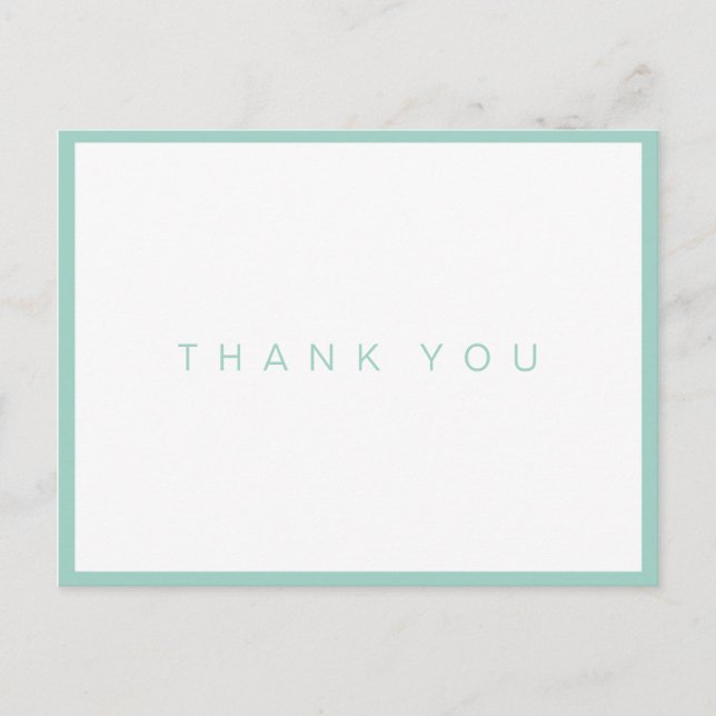 Modern White Danky Card mit Aquamariner Grenze Postkarte (Vorderseite)