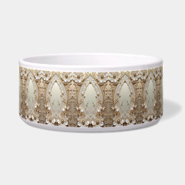 Modern White Flowers Pearls Ceramic Pet Bowl Napf