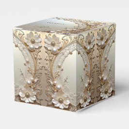 Modern White Flowers Pearls Favor Box Geschenkschachtel