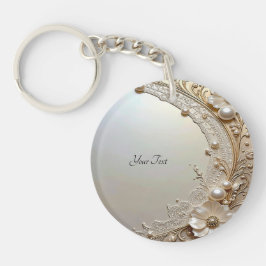 Modern White Flowers Pearls Keychain Schlüsselanhänger