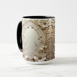 Modern White Flowers Pearls Pearls Mug Tasse
