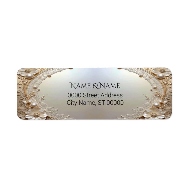 Modern White Flowers Pearls Return Address Label (Vorne)