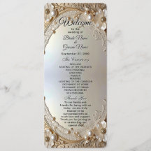 Modern White Flowers Pearls Wedding Program