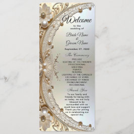 Modern White Flowers Pearls Wedding Program Programm