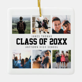 Modern White Foto Collage Abschluss Keepake Keramikornament