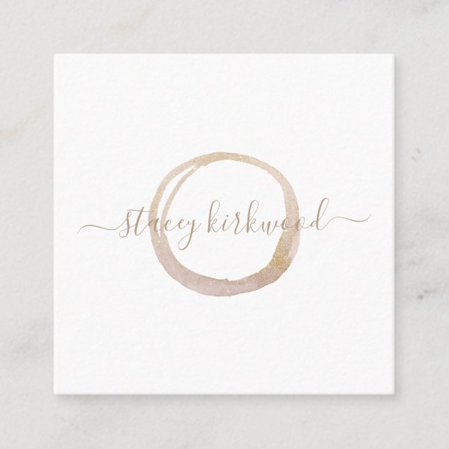 Modern White Gold Imitate Glitzer Circle Logo Quadratische Visitenkarte (Vorderseite)