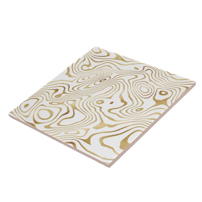 Modern White Gold Marble Abstract Fliese (Seite)