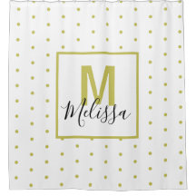 Modern White Golden Circle Muster Duschvorhang