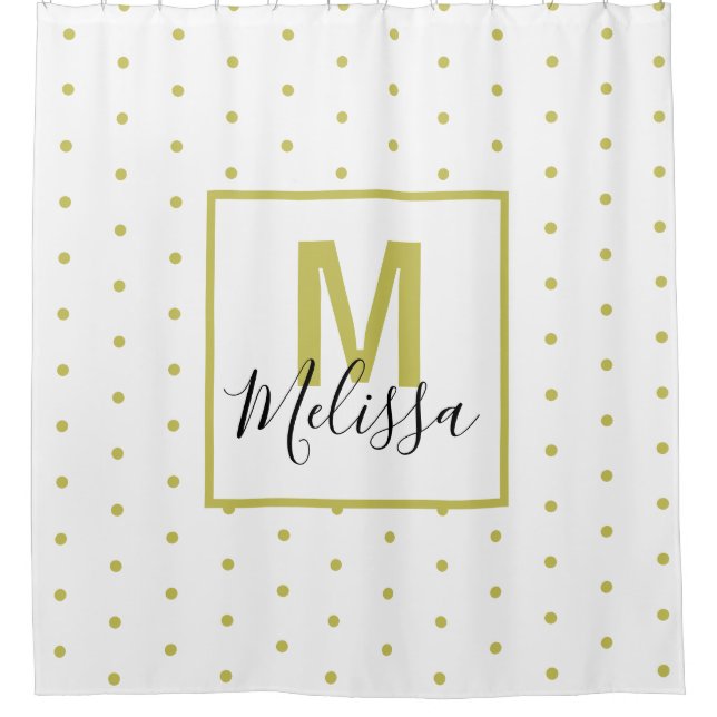 Modern White Golden Circle Muster Duschvorhang (Vorderseite)