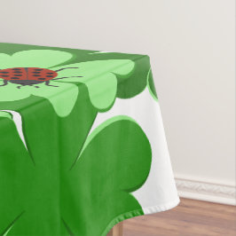 Modern White, Green, Red Ladybug Insect & Clover Tischdecke