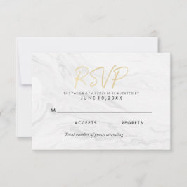 Modern White Marble Gold Script | HochzeitsrSVP RSVP Karte
