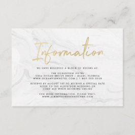 Modern White Marble Gold Script | Informationskart Begleitkarte