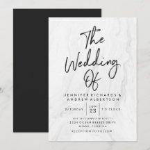 Modern White Marble Script | Einladung zur Hochzei