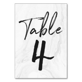 Modern White Marble Script | TISCHNUMMER 4