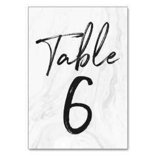 Modern White Marble Script TISCHNUMMER 6