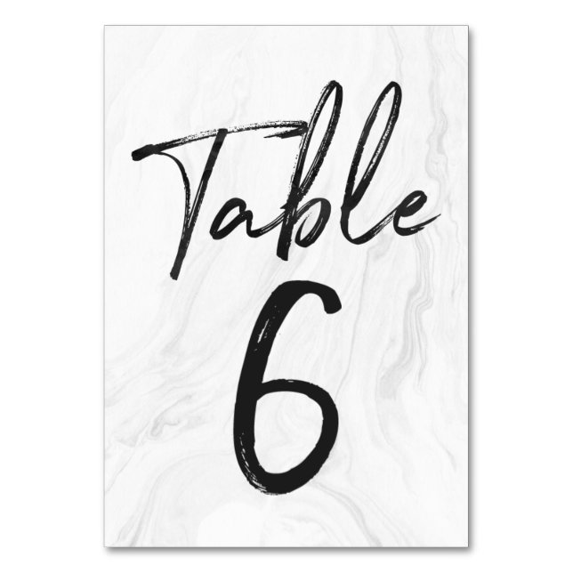 Modern White Marble Script | TISCHNUMMER 6 (Vorderseite)