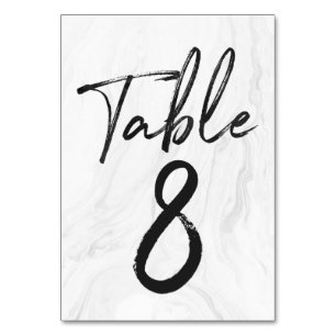 Modern White Marble Script TISCHNUMMER 8