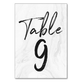 Modern White Marble Script | TISCHNUMMER 9