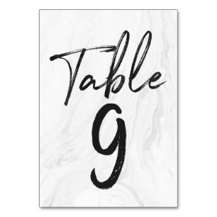 Modern White Marble Script TISCHNUMMER 9
