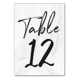 Modern White Marble Script | Tischnummer-Karte 12 Tischnummer