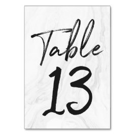 Modern White Marble Script | Tischnummer-Karte 13 Tischnummer