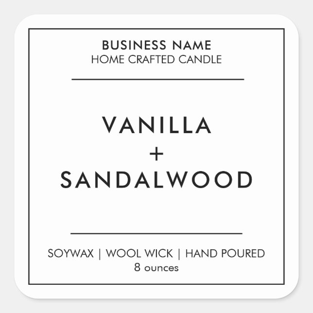 Modern White Minimalistisch Candle Label Aufkleber (Vorderseite)