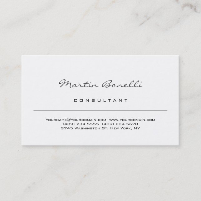 Modern White Minimalistisch Consultant Business Ca Visitenkarte (Vorderseite)