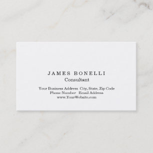 Modern White Minimalistisch Consultant Masculine Visitenkarte