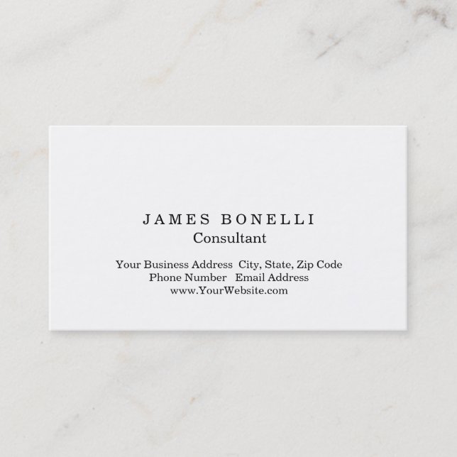 Modern White Minimalistisch Consultant Masculine Visitenkarte (Vorderseite)