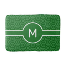 Modern White Monogram on Green Geometric