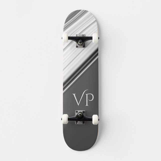 Modern White on Gray Personal Skateboard (Vorderseite)