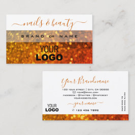 Modern White Orange Gold Sparkle Glitzer mit Logo Visitenkarte