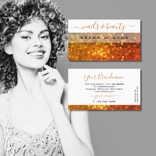 Modern White Orange Gold Sparkone Glitzer Glamour Visitenkarte