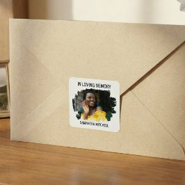 Modern White Photo Funeral Quadratischer Aufkleber