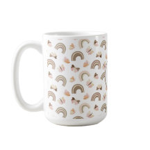 Modern White &pink Butterflies Rainbow Pattern 