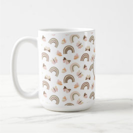 Modern White &pink Butterflies Rainbow Pattern  Kaffeetasse