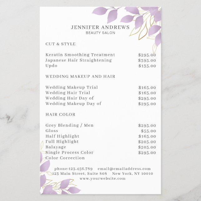 Modern, White Purple Leafy Flyer (Vorne)