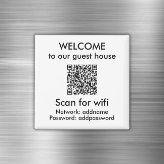 Modern White QR Code Wifi Info Airbnb Vermietung Magnet