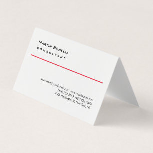 Modern White Red Simple Consultant Business Card Visitenkarten