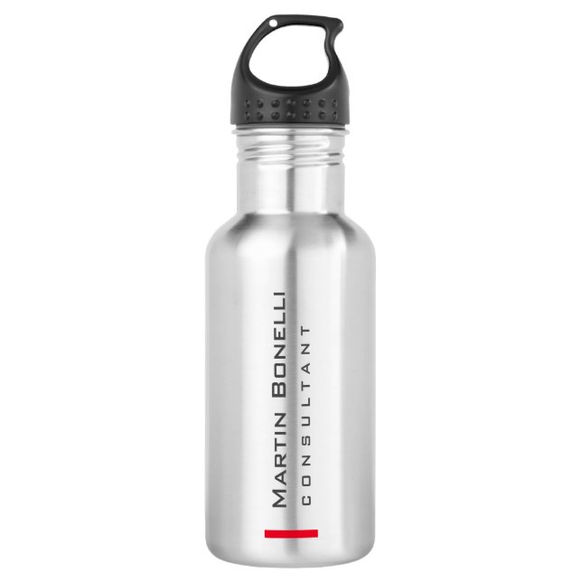Modern White Red Simple Consultant Edelstahlflasche (Vorderseite)