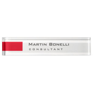 Modern White Red Simple Consultant Namensplakette
