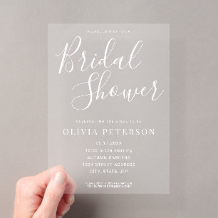 Modern White Script Bridal Dusche Einladung