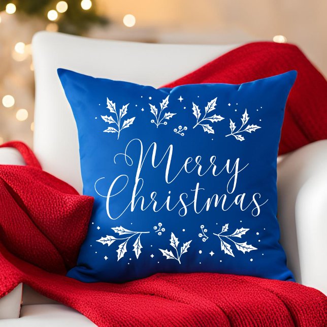 Modern White Script Frohe Weihnachtsbaumkissen Kissen (Von Creator hochgeladen)