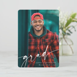 Modern White Script Overlay Zwei-Foto-Abschluss Ankündigung