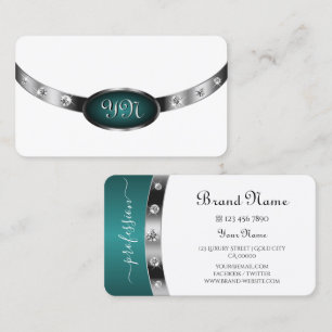 Modern White Silver Aquamarine Imitate Diamonds Mi Visitenkarte