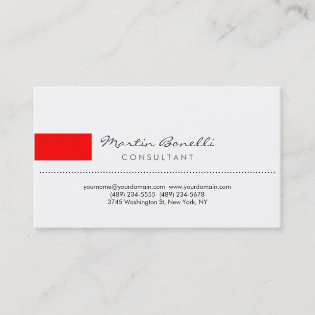 Modern White Simple Consultant Business Card Visitenkarte (Vorderseite)