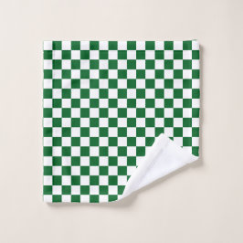 Modern White Squares on Forest Green Waschlappen